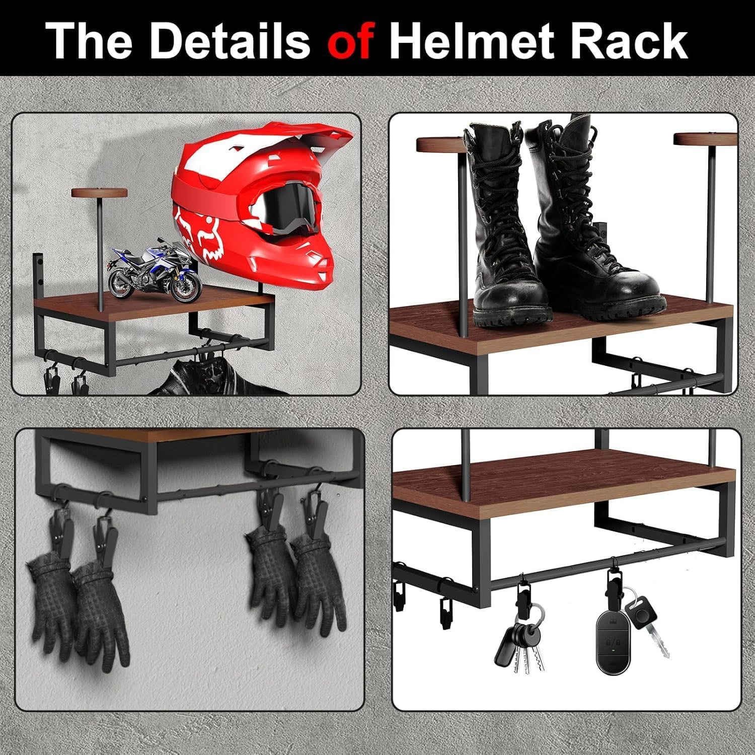 Houten motorhelm wandhouder me - Motorcycle Gear Wall Mount recensie en prijs